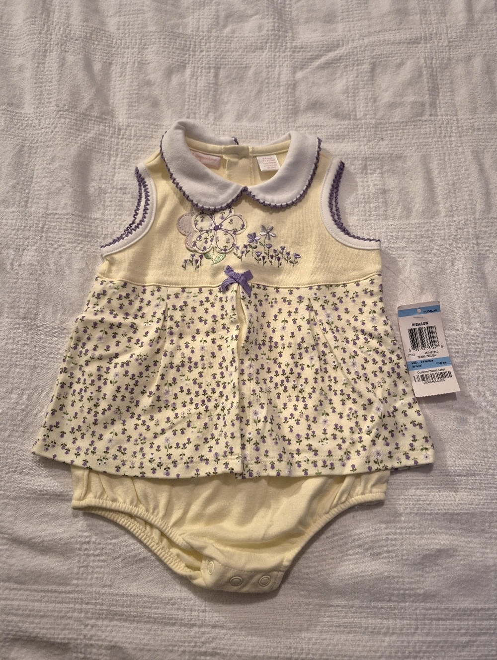 First Impressions girls 6-9 months yellow & purpke floral romper NWT